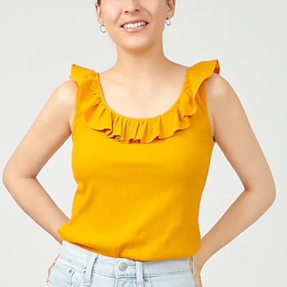 J. Crew Ruffle Ribbed Tank Top - Picture 2 of 8